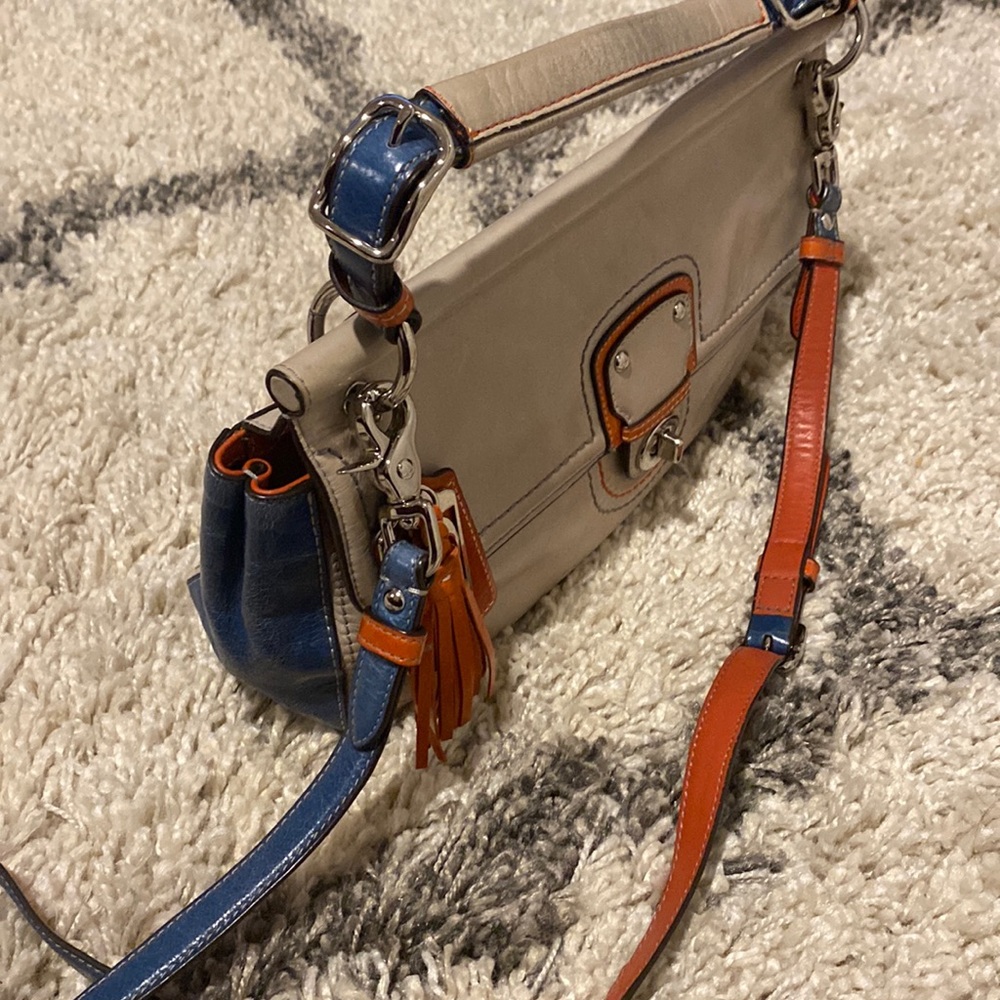 Coach color block leather cross bag in great condition
